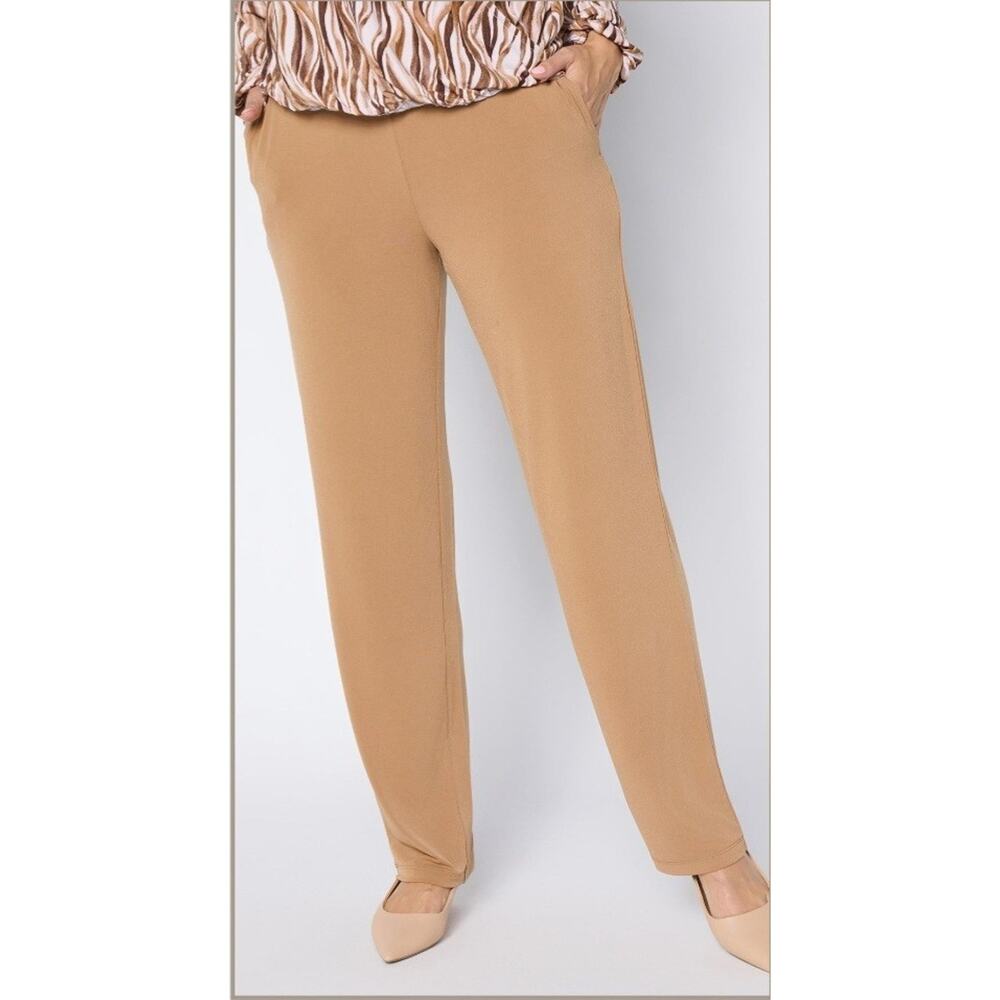 Susan Graver Size Small Camel Essentials Liquid Knit Pants A706737 NWOT